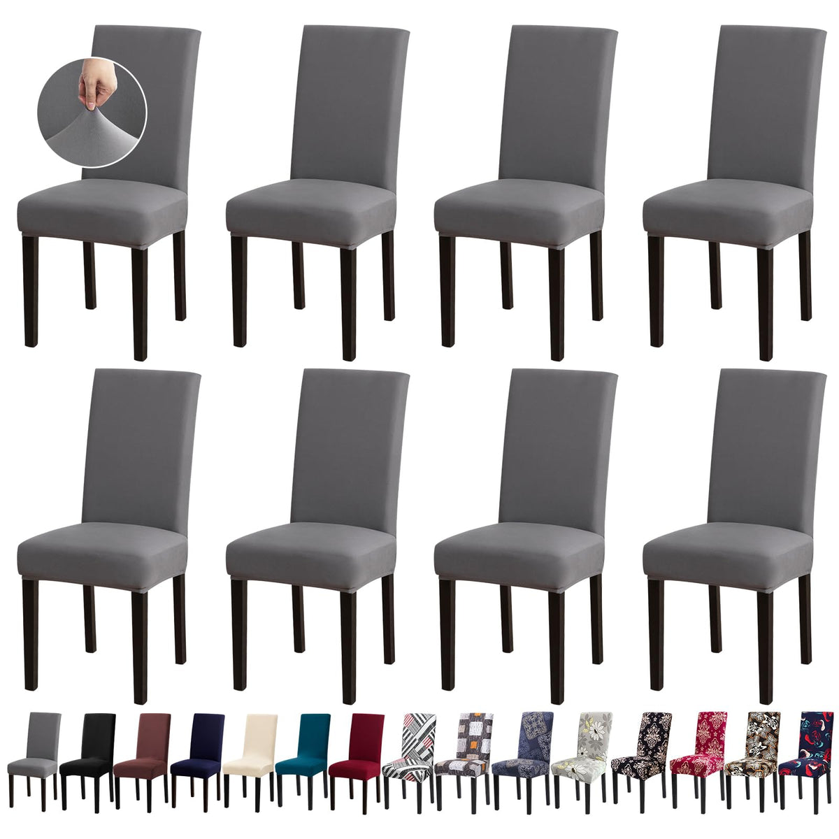 Chair Covers, Stretch Dining Room Chair Covers Set of 6, Removable Washable Dining Chair Slipcovers for Home, Hotel, Banquet