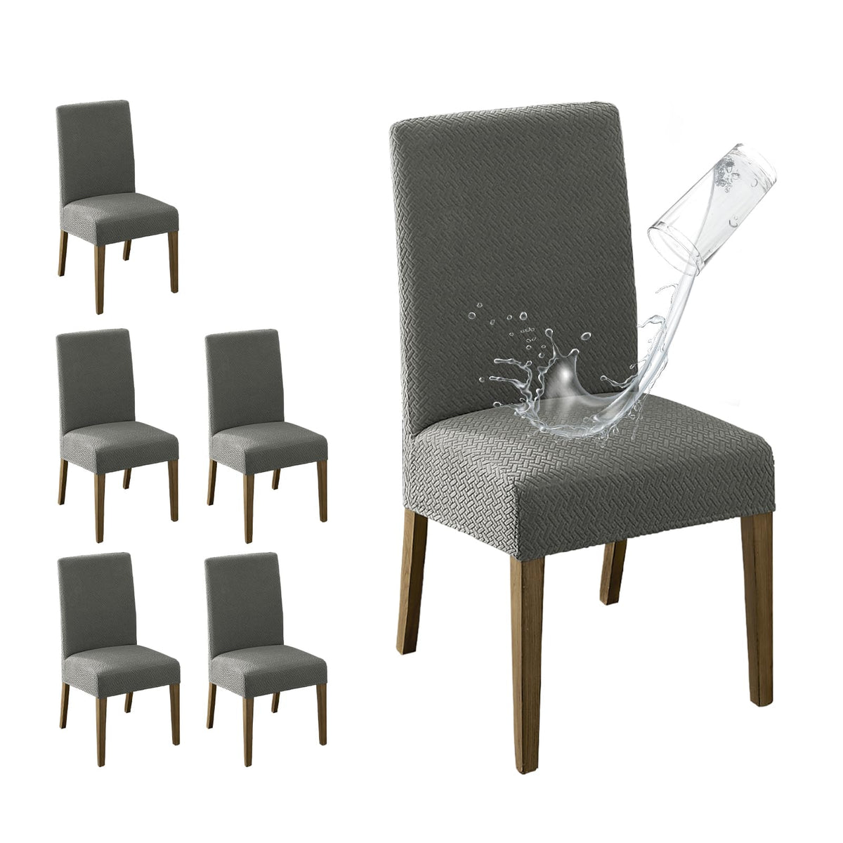 MOSAYT 100% Waterproof Dining Room Chair Covers Set of 4, Beige