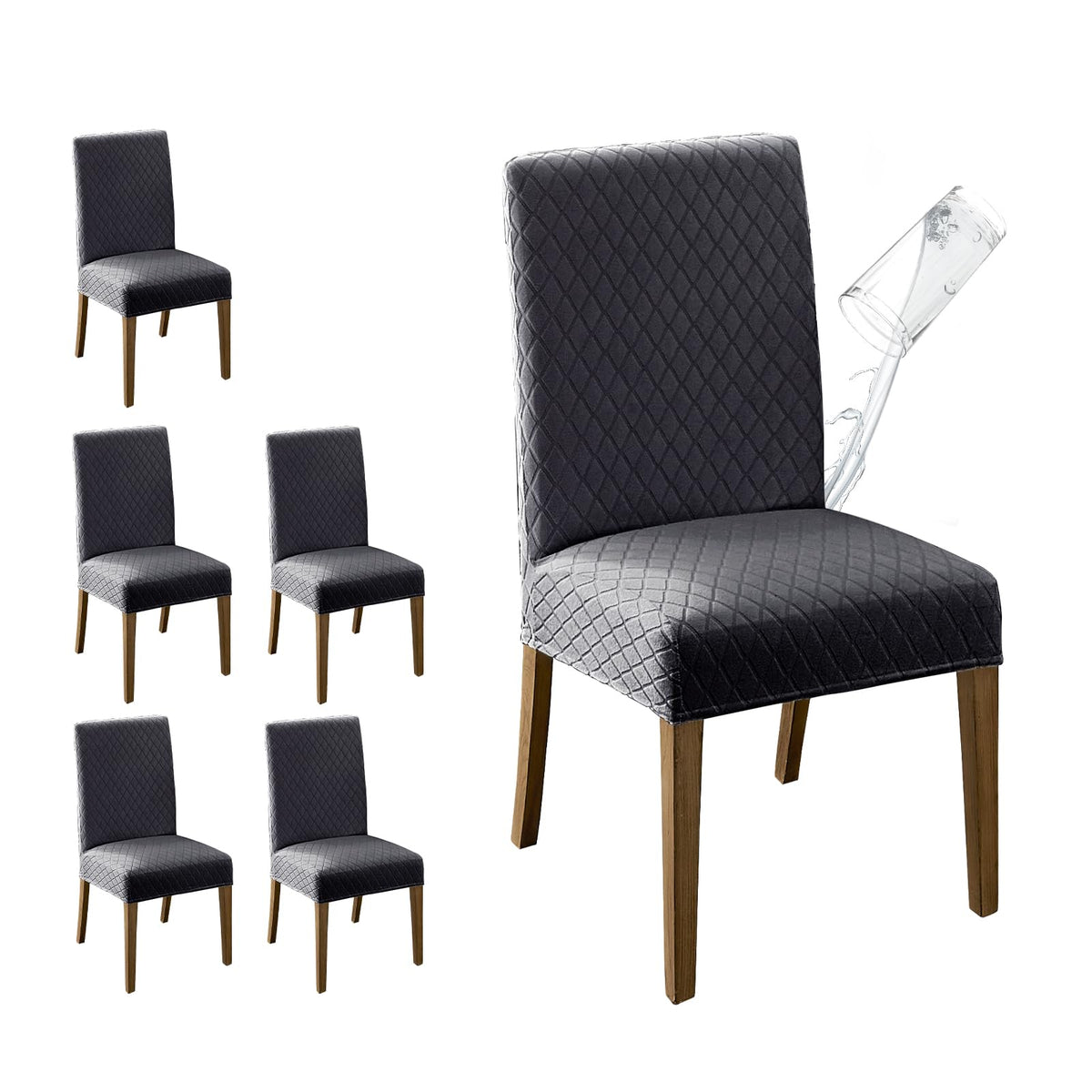 MOSAYT 100% Waterproof Dining Room Chair Covers Set of 4, Beige