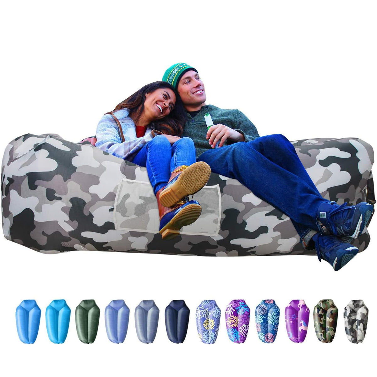 AlphaBeing Inflatable Lounger Beach Chair Accessories, Air Sofa Hammock Inflatable Couch for Camping Backyard Lakeside with Compression Sacks, Ideal Outdoor Gifts for Adults