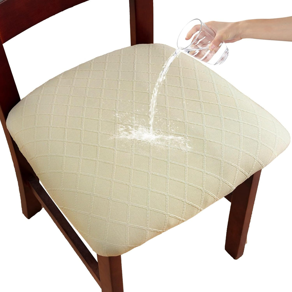 Waterproof Dining Room Chair Covers Set of 6,Beige,Large
