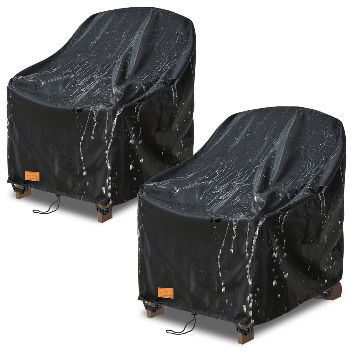 Outdoor Swivel Chair Covers Waterproof 2 Pack, Outdoor Chair Covers Patio Furniture Cover for Deck Patio Swivel Chair Heavy Duty, 30 W x 34 D x 36 H inches Beige and Brown