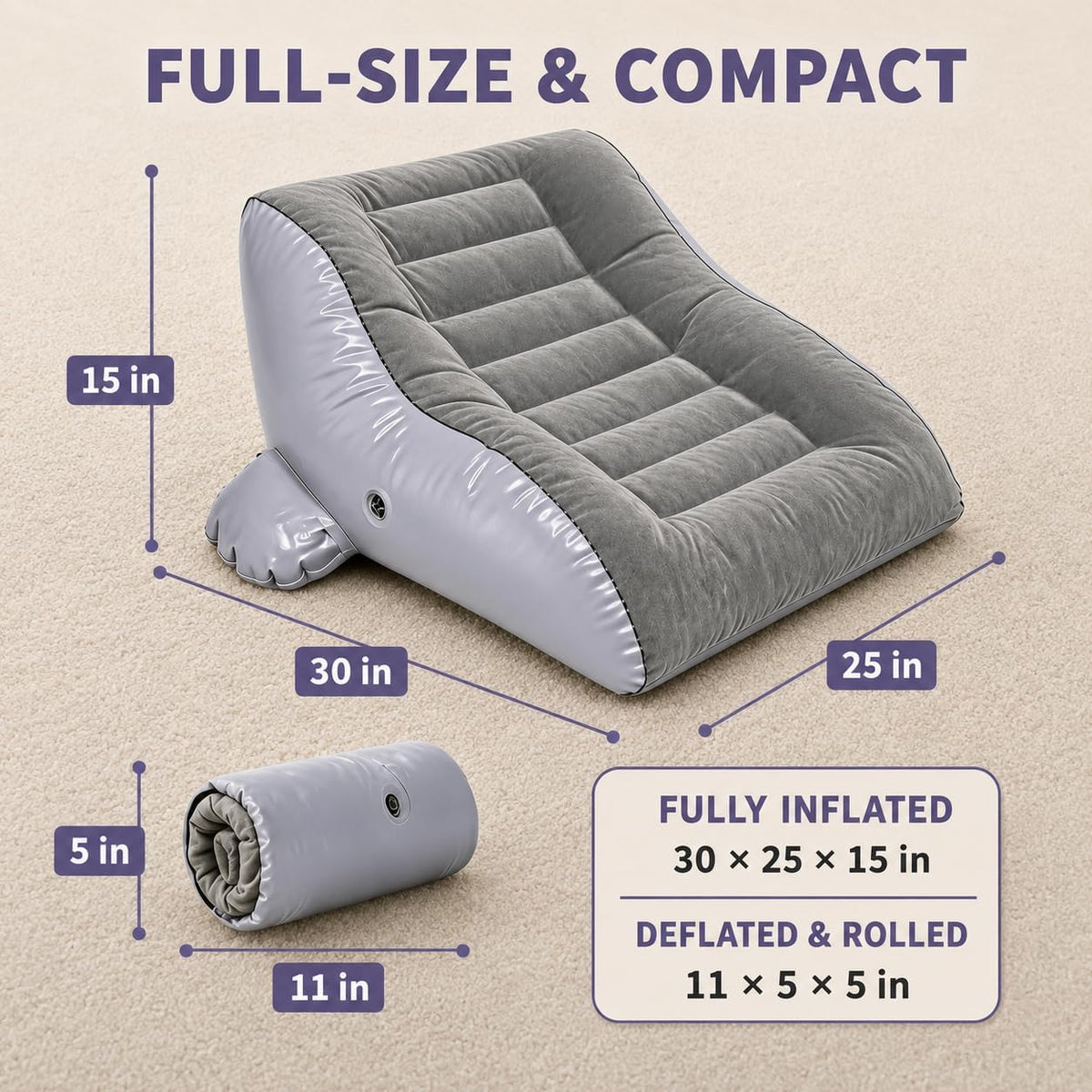 Inflatable Wedge Pillow, Adjustable Air Support Cushion (1)