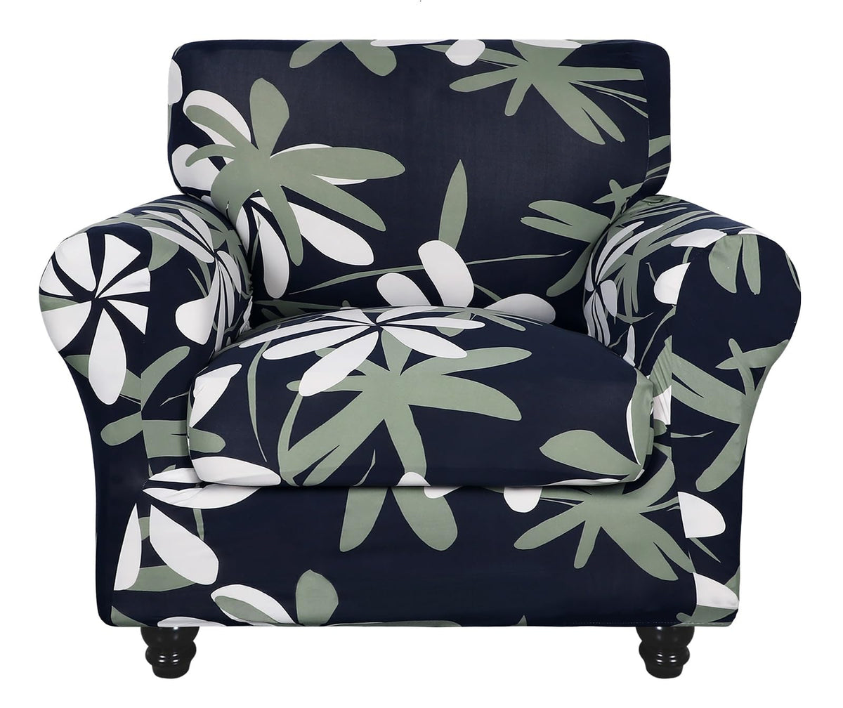 SearchI Stretch Sofa Cover Printed Couch Covers, Floral Pattern 2 Piece Armchair Slipcover with Separate Chair Cushion Cover, Washable Furniture Protector for Living Room(Armchair, Ball Flower)