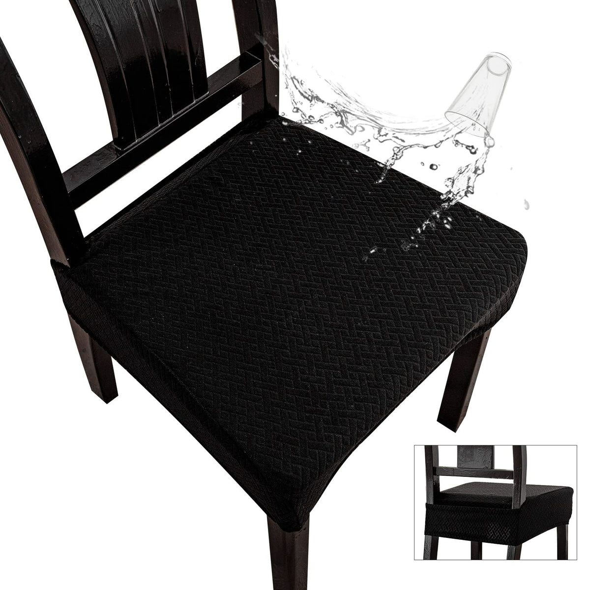 Genina Waterproof Seat Covers for Dining Room Chairs, Rear Covered