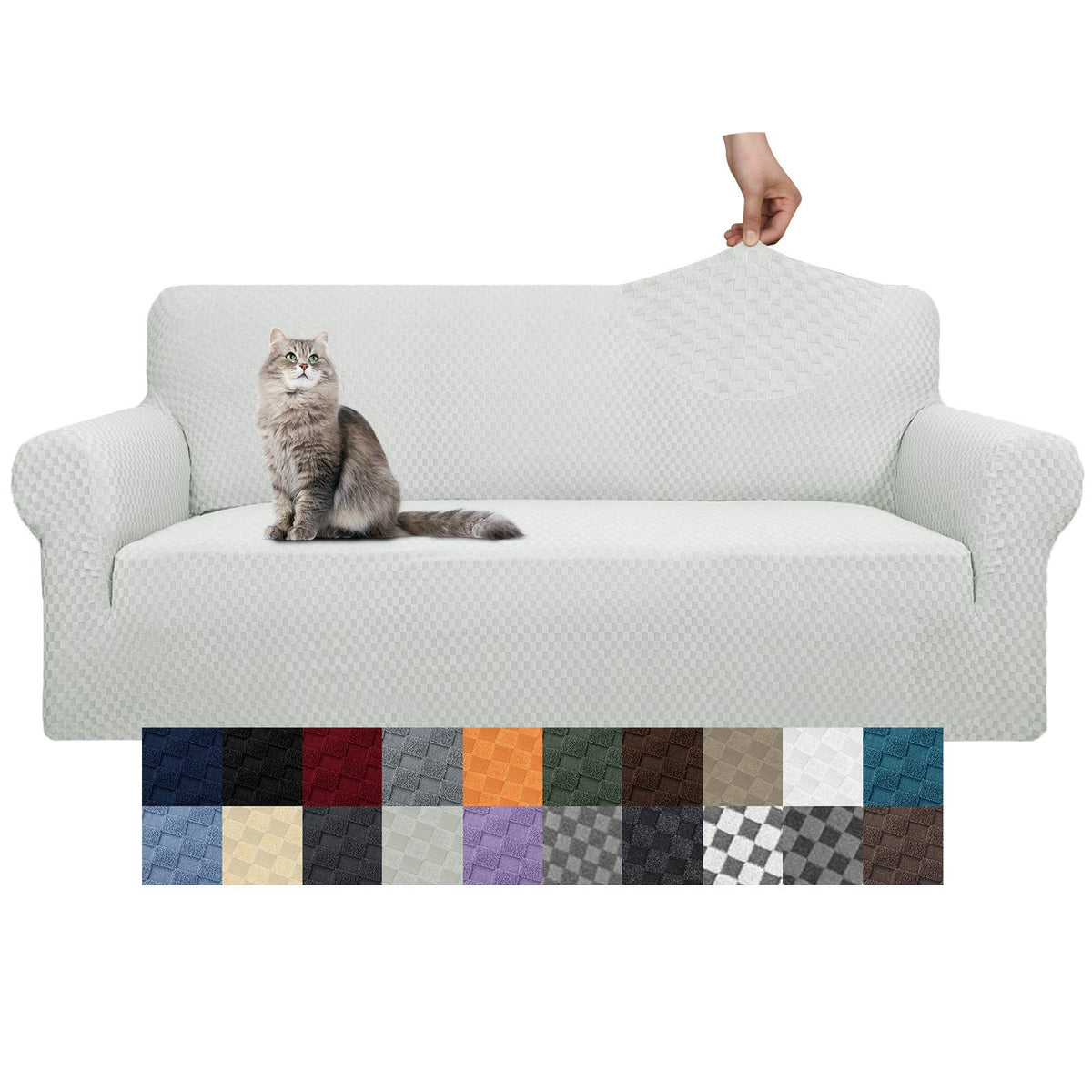YEMYHOM Couch Cover Latest Jacquard Design High Stretch Sofa Chair Covers for Living Room, Pet Dog Cat Proof Armchair Slipcover Non Slip Magic Elastic Furniture Protector (Chair, Light Gray)