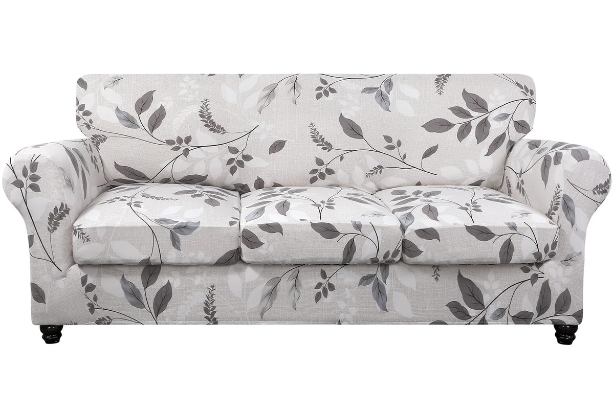 SearchI Stretch Sofa Cover Printed Couch Covers, Floral Pattern 2 Piece Armchair Slipcover with Separate Chair Cushion Cover, Washable Furniture Protector for Living Room(Armchair, Ball Flower)
