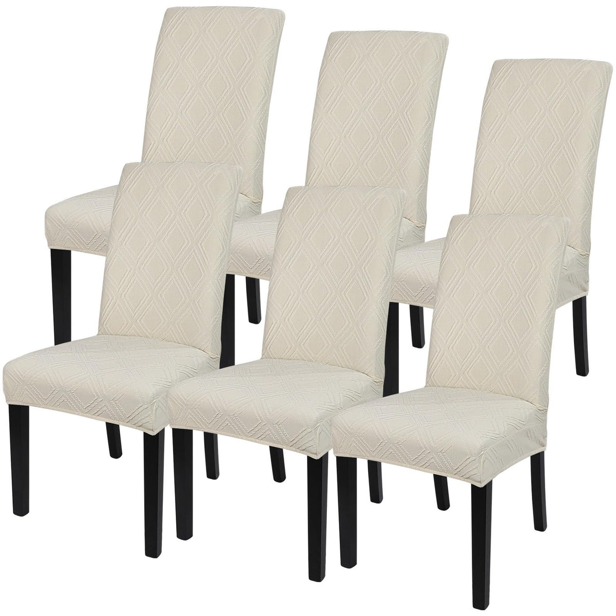 SearchI Chair Covers Slipcovers Set of 4, Spandex Super Fit Stretch Removable Washable Kitchen Parsons Protector for Dining Room,Hotel,Ceremony,Beige+Flowers