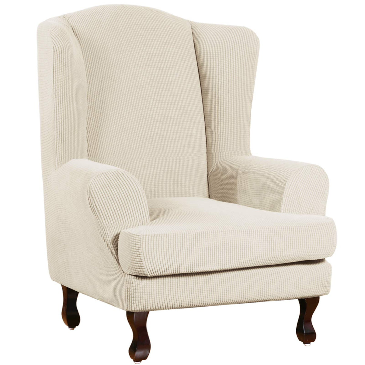 Turquoize 2 Piece Chair Covers for Living Room Armchair Cover Armchair Slipcovers with Arms Feature Thick Jacquard Fabric (Chair,Biscotti Beige)