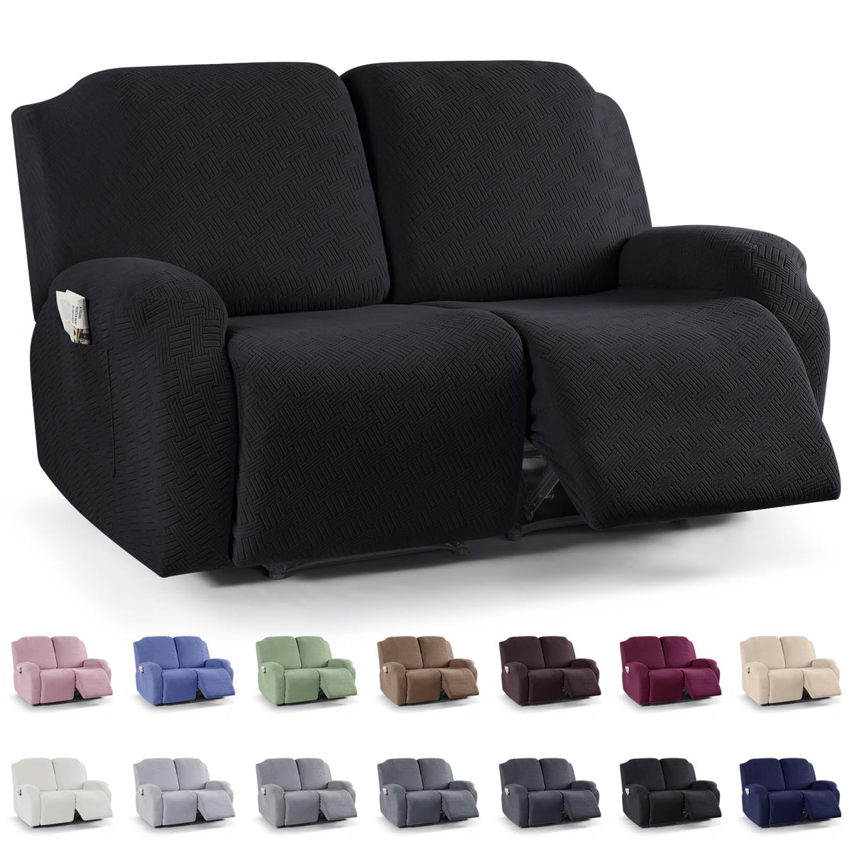 KinCam Recliner Chair Covers, Stretch Reclining Cover, Dark Gray