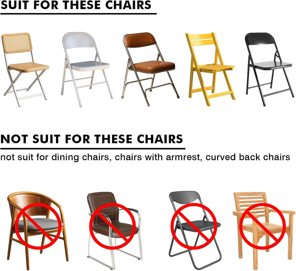 Fixwal 12 Pcs Black Folding Chair Covers Spandex Stretch Slipcover
