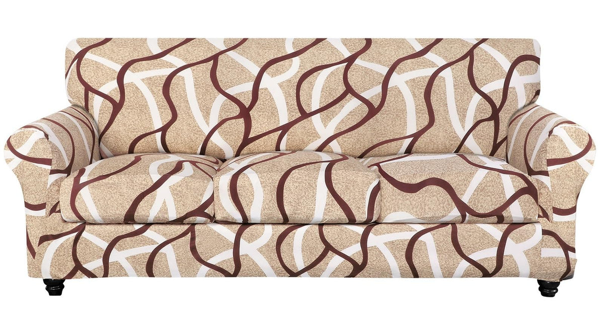 SearchI Stretch Sofa Cover Printed Couch Covers, Floral Pattern 2 Piece Armchair Slipcover with Separate Chair Cushion Cover, Washable Furniture Protector for Living Room(Armchair, Ball Flower)