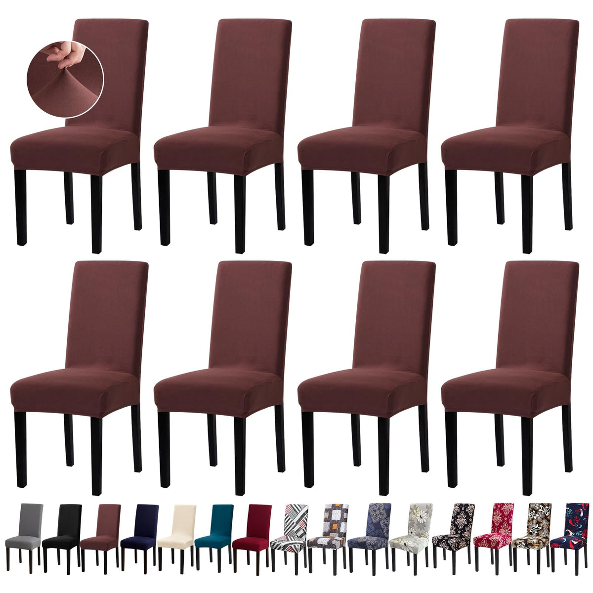 Chair Covers, Stretch Dining Room Chair Covers Set of 6, Removable Washable Dining Chair Slipcovers for Home, Hotel, Banquet