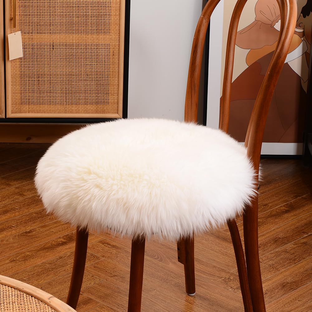 LLB Sheepskin Chair Covers - Office, Dining Room & Desk Chair Seat Cushion - Cream Brown, 18x18 Inch (Pack of 1)