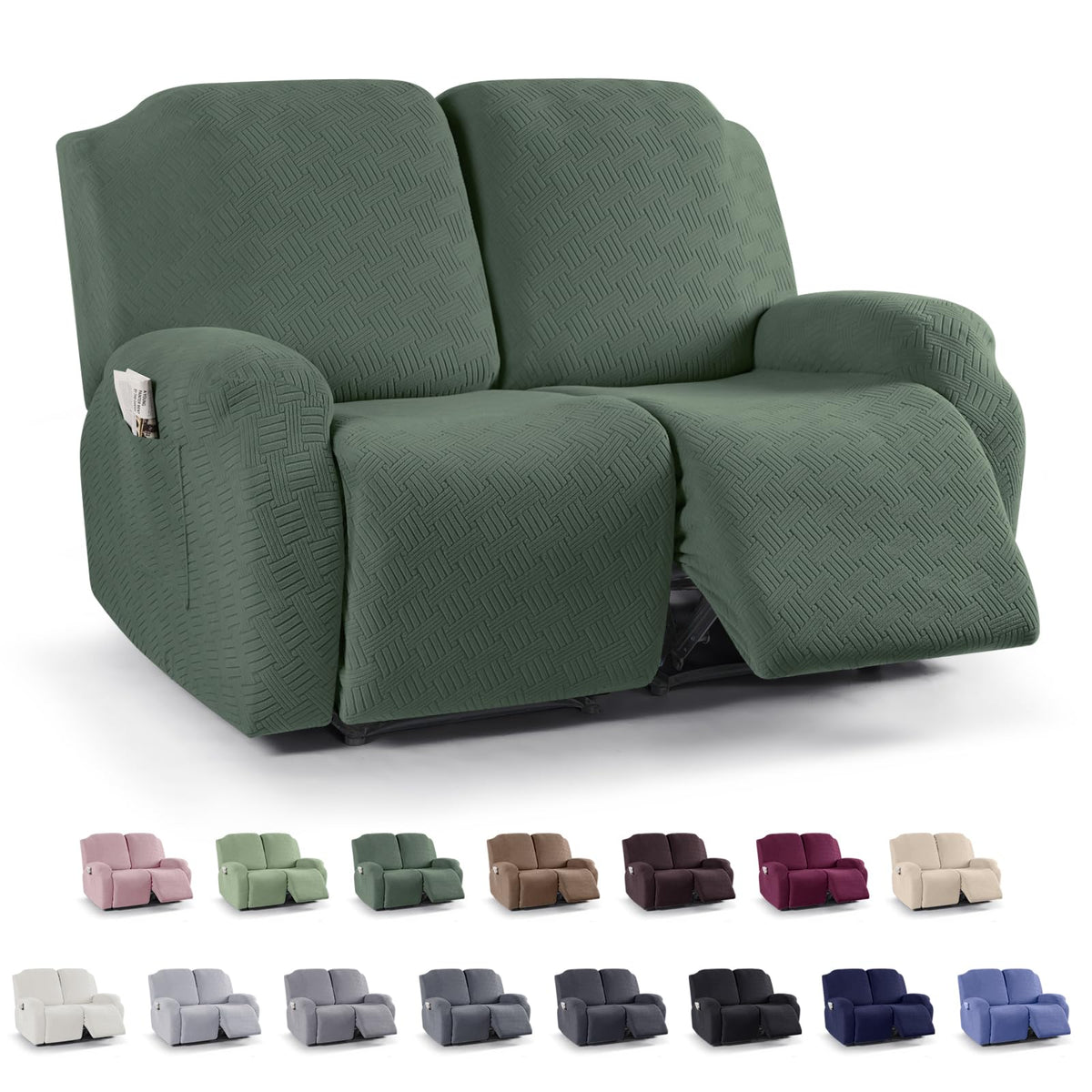 KinCam Recliner Chair Covers, Stretch Reclining Cover, Dark Gray