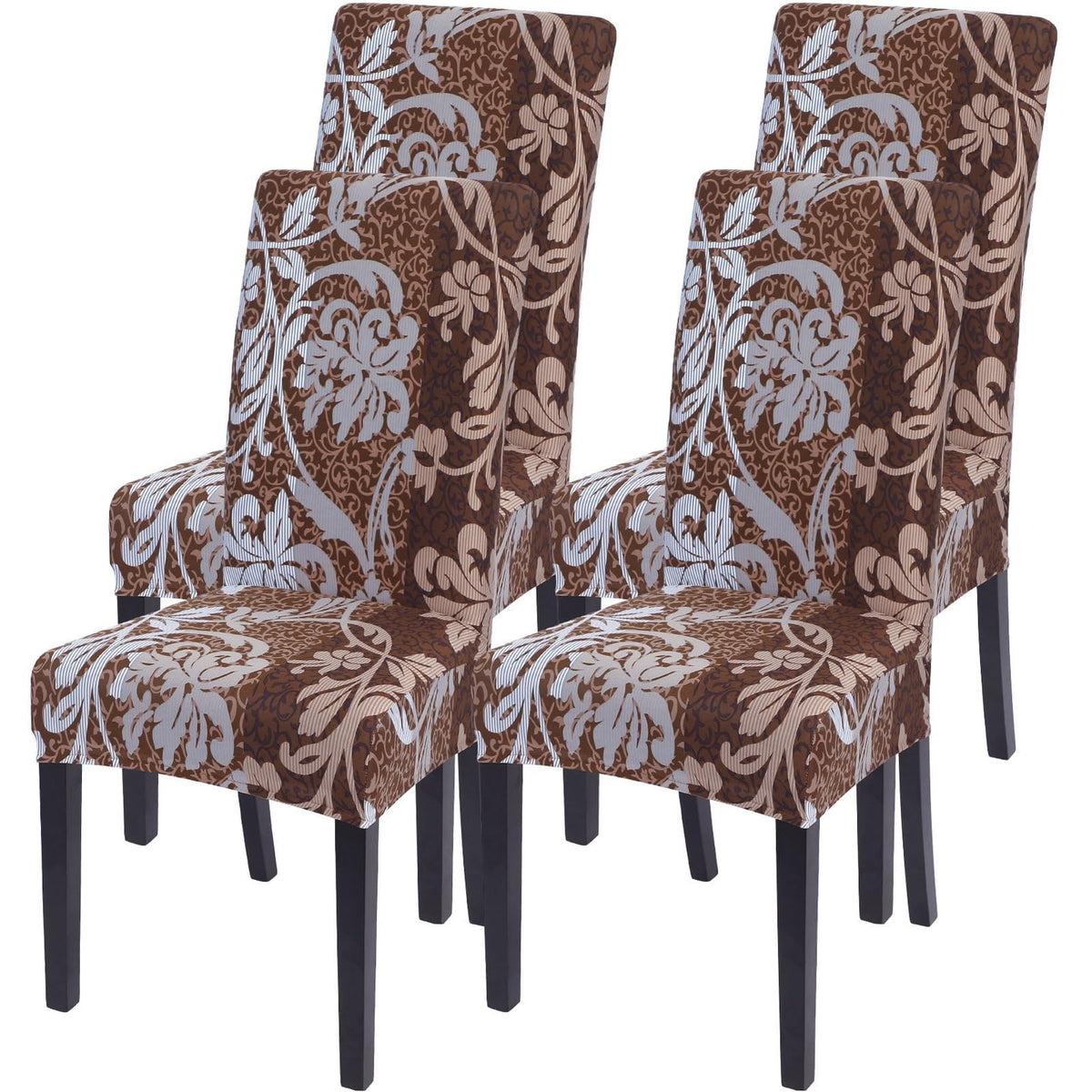 SearchI Dining Room Chair Covers Set of 6, Stretch Jacquard Parsons Chair Slipcovers Super Fit Removable Washable Kitchen Chair Protector Cover for Dining Room, Hotel, Ceremony (Beige Rhombus)