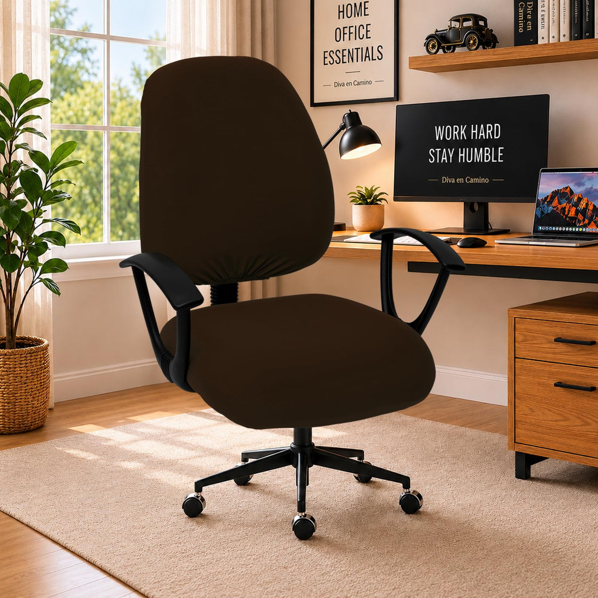 DIVA EN CAMINO DEC Water-Resistant Stretchable Desk Office Chair Seat Cushion Covers - Universal Spandex Computer Chair Slipcover - Removable Washable Cushion Protectors for Dogs, Cats, Black