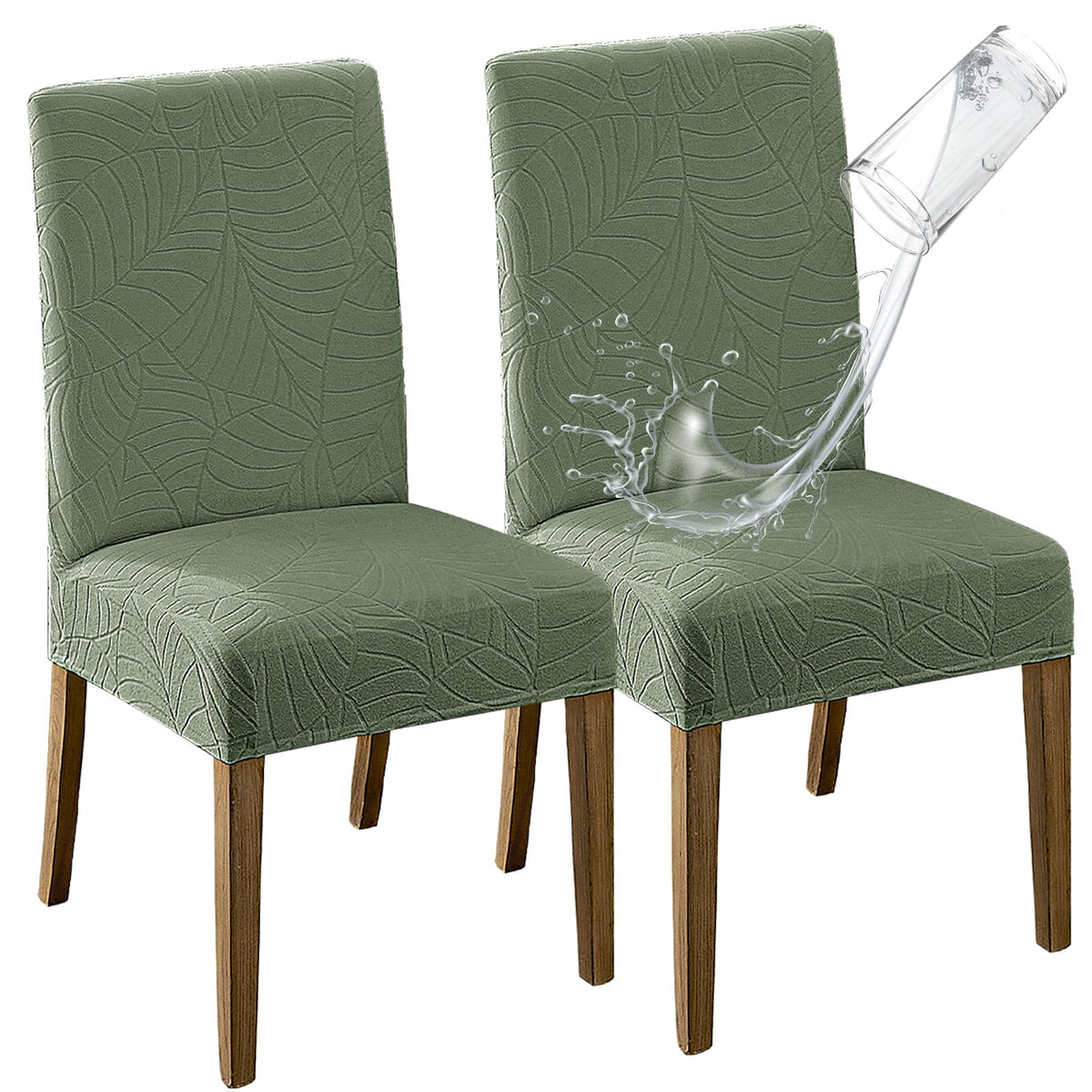 MOSAYT 100% Waterproof Dining Room Chair Covers Set of 4, Beige