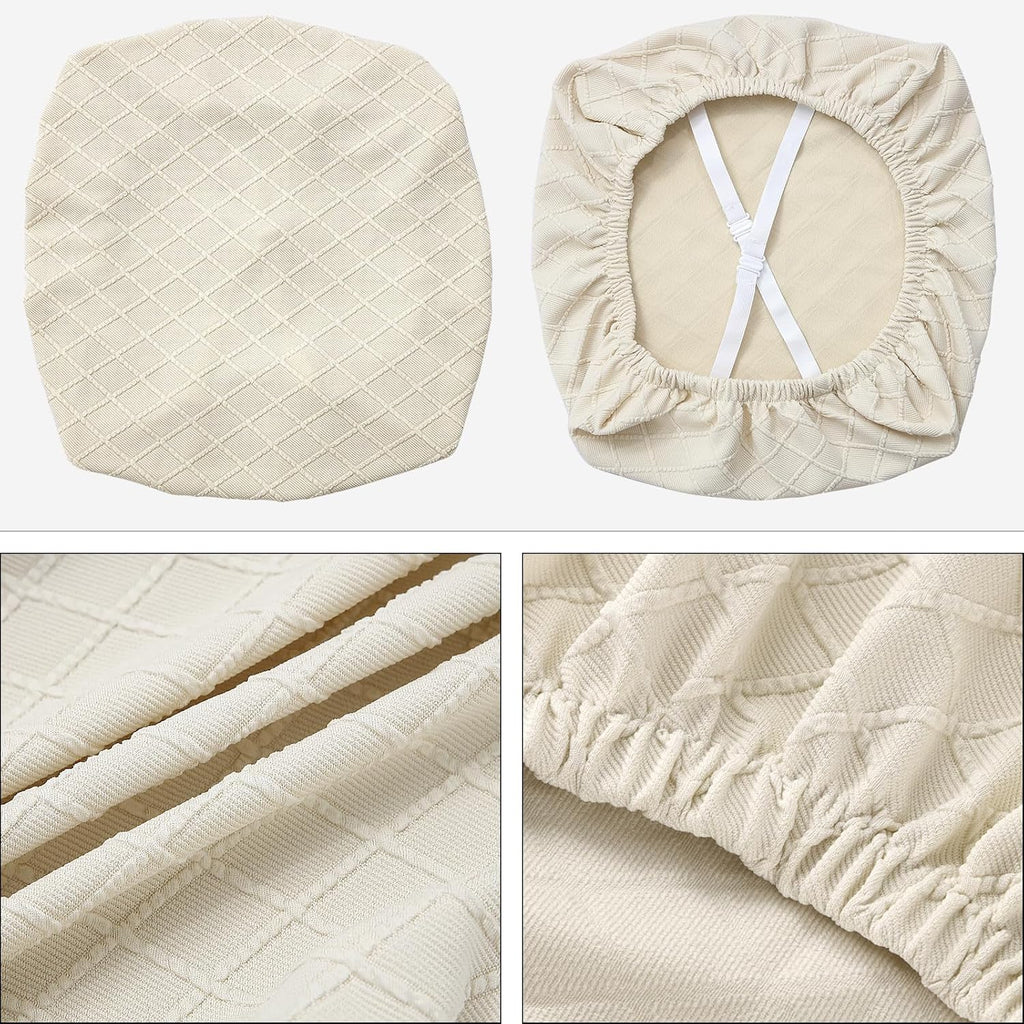 Fuloon Dining Chair Seat Covers Stretch Slipcovers, 6 Pack, Beige