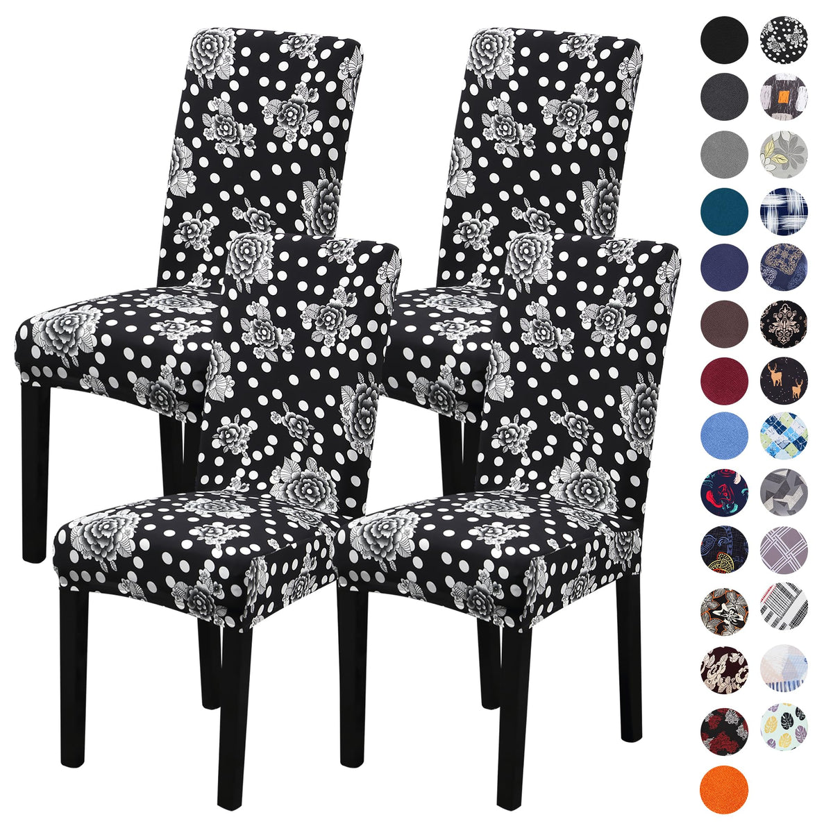 Sufdari Dining Chair Covers,Kitchen Cover,Parsons Slipcover,Spandex Protectors for Room Stretch Chairs Cover Set of 4 -Gray