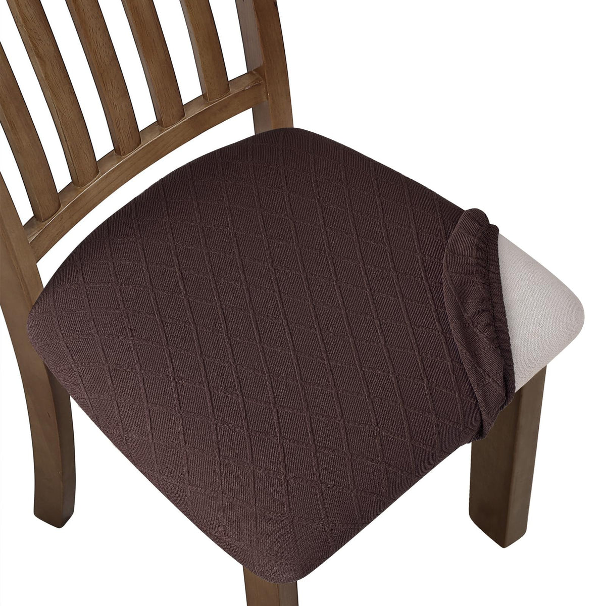Fuloon Dining Chair Seat Covers Stretch Slipcovers, 6 Pack, Beige