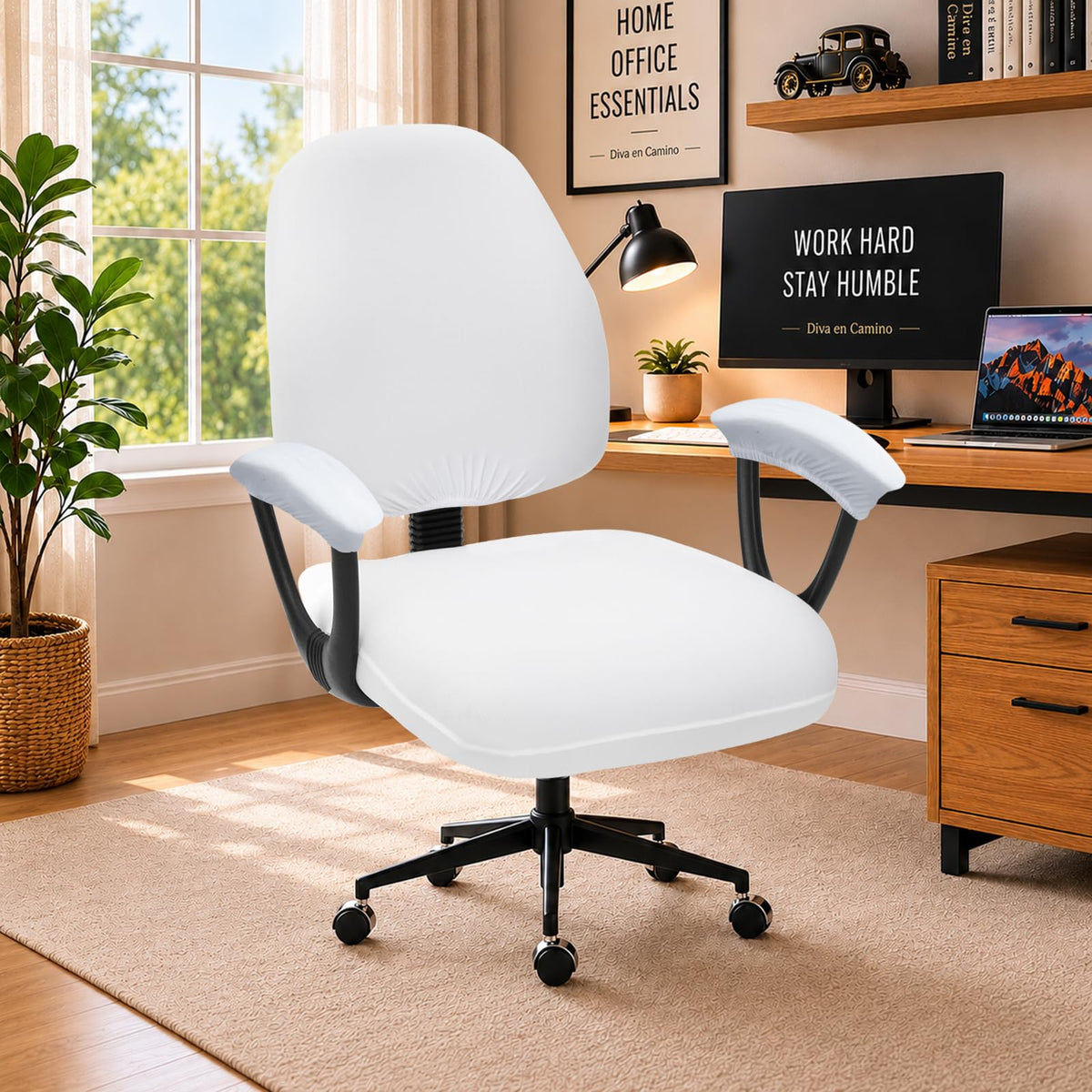 DIVA EN CAMINO DEC Water-Resistant Stretchable Desk Office Chair Seat Cushion Covers - Universal Spandex Computer Chair Slipcover - Removable Washable Cushion Protectors for Dogs, Cats, Black