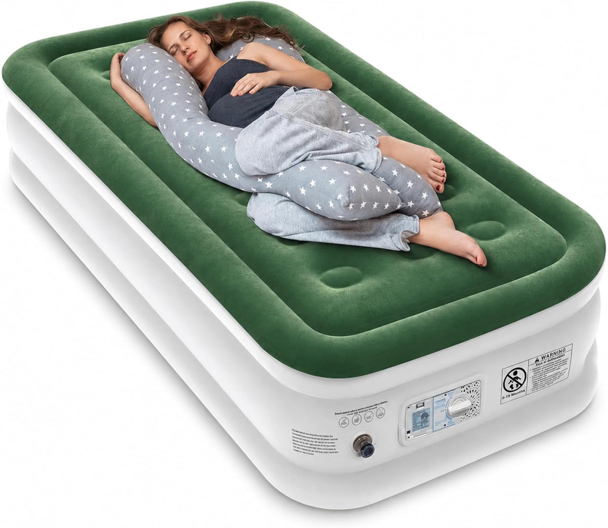 Zearna Air Mattress with Built in Pump - Upgraded Twin Blow Up Mattress, 2 Mins Quick Self Inflatable,18"/650lbs Max, Strong Support, for Camping,Home,Guests,Portable Travel