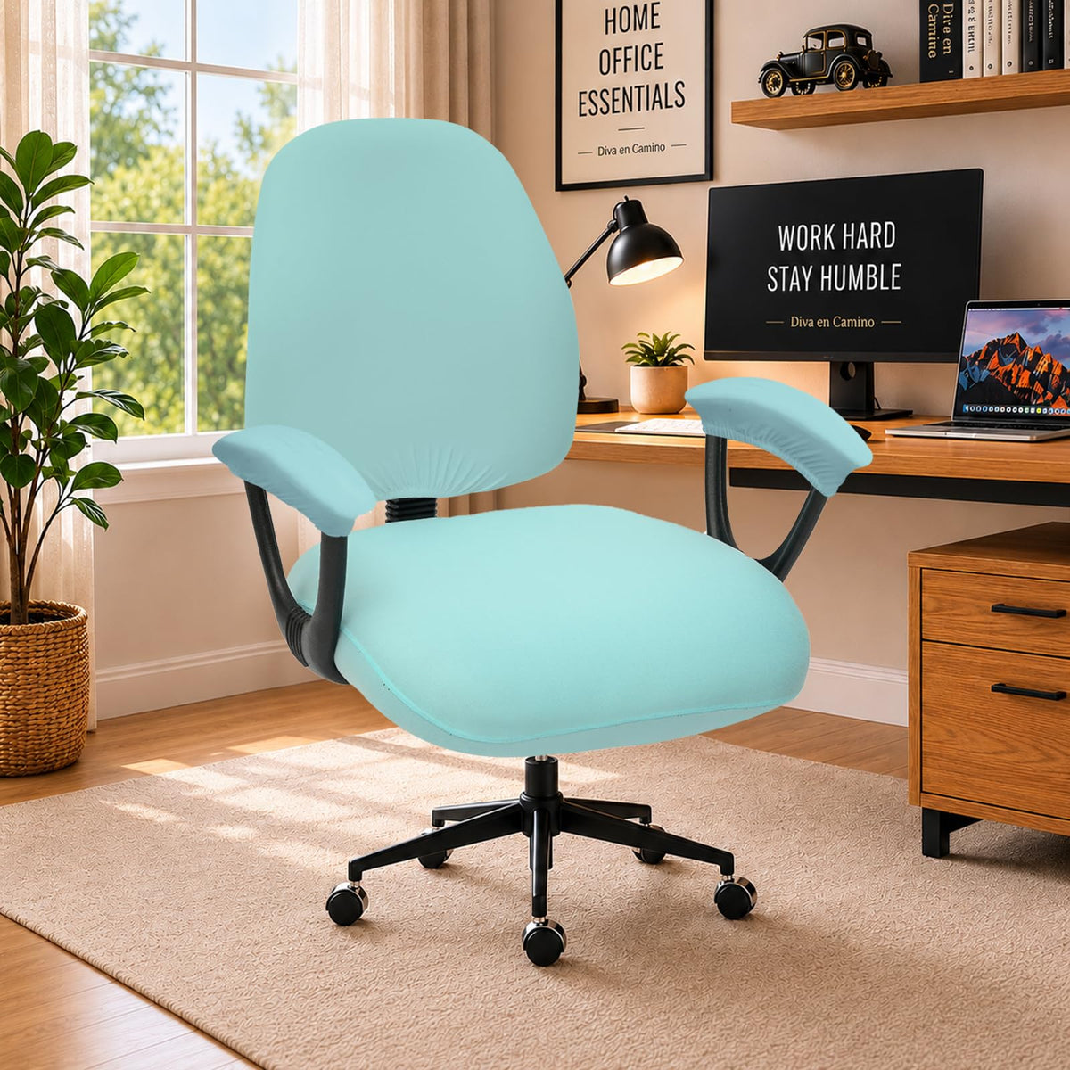 DIVA EN CAMINO DEC Water-Resistant Stretchable Desk Office Chair Seat Cushion Covers - Universal Spandex Computer Chair Slipcover - Removable Washable Cushion Protectors for Dogs, Cats, Black