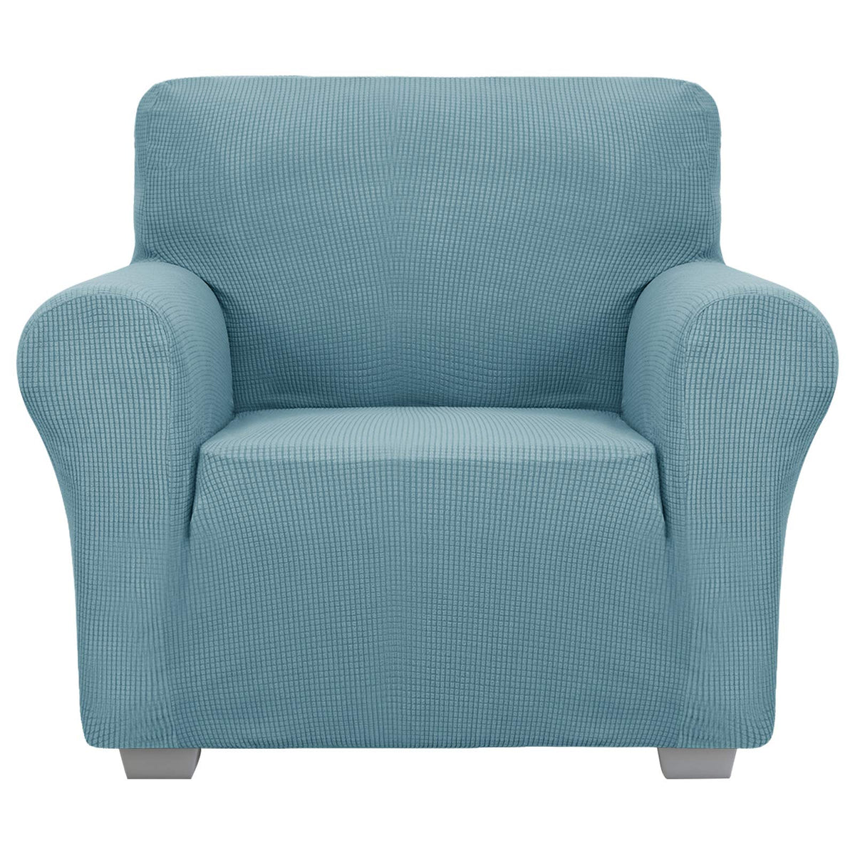 JIVINER Super Stretch Chair Sofa Slipcovers 1-Piece Jacquard Chair Covers for Living Room Soft Anti Slip 1 Seater Couch Furniture Protector Small Checks for Kids Pets (Chair, Light Gray)