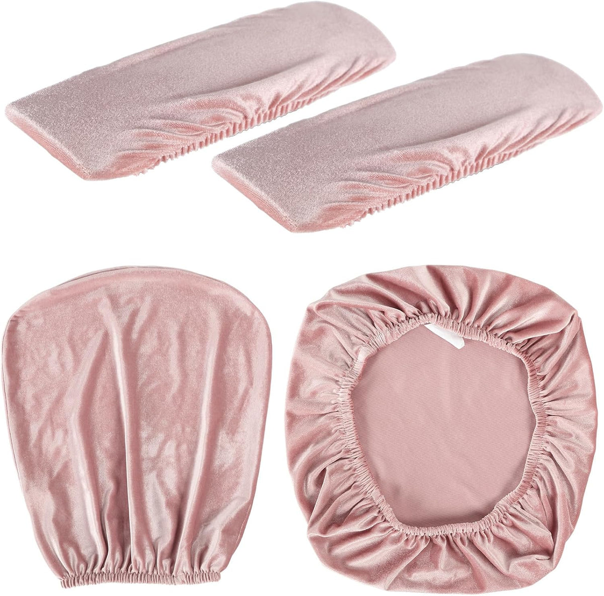 Tallew 4 Pcs Office Chair Covers Set with Armrest, Stretchable,Light Pink