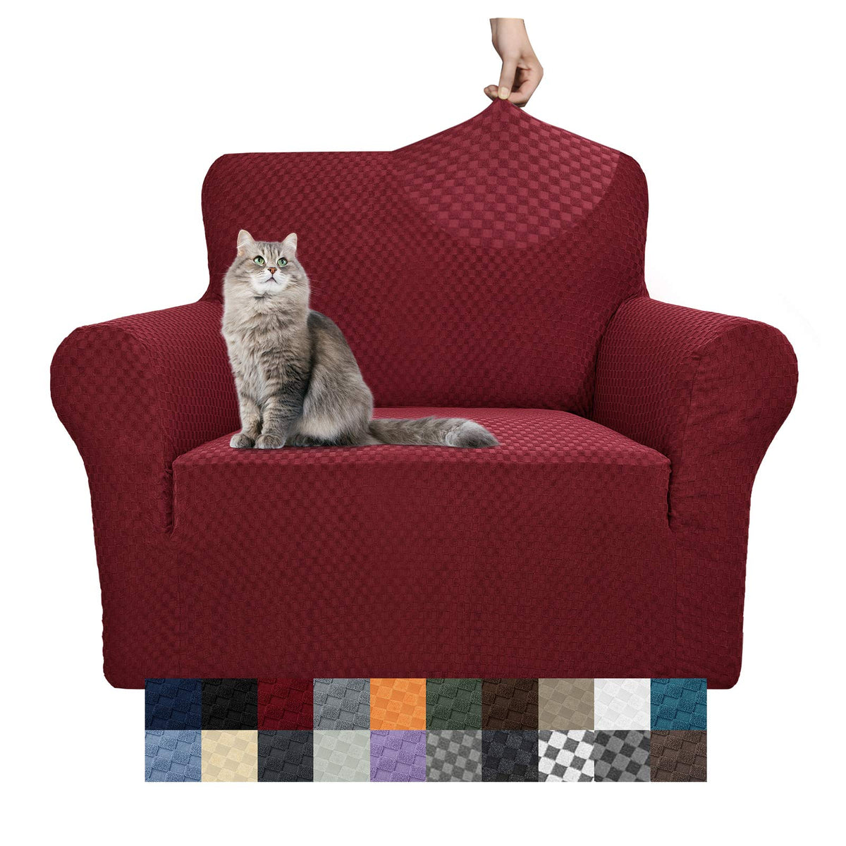 YEMYHOM Couch Cover Latest Jacquard Design High Stretch Sofa Chair Covers for Living Room, Pet Dog Cat Proof Armchair Slipcover Non Slip Magic Elastic Furniture Protector (Chair, Light Gray)