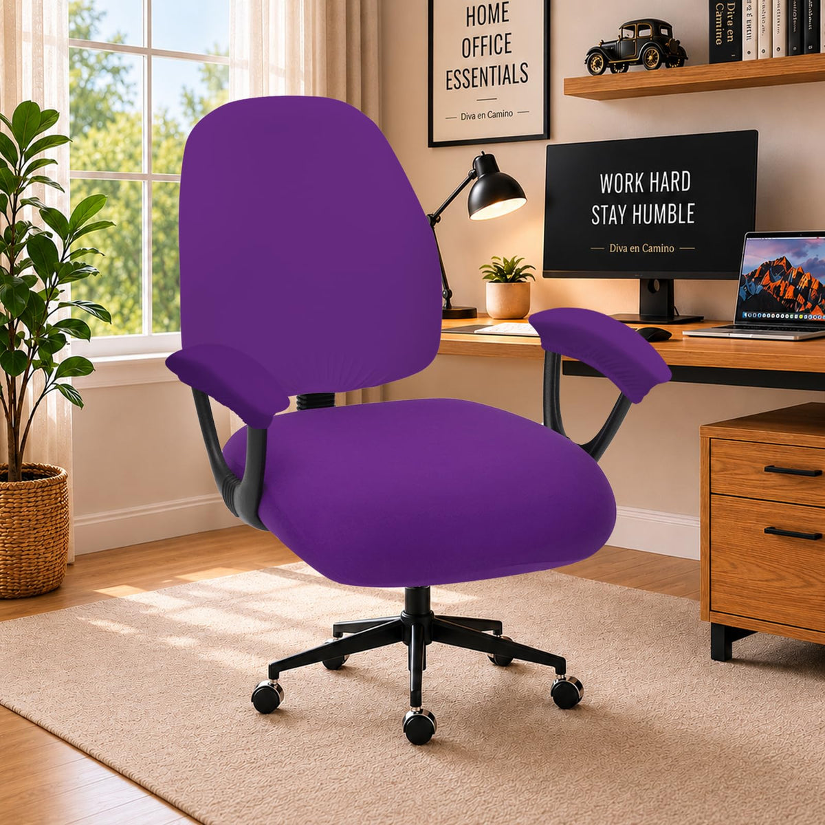 DIVA EN CAMINO DEC Water-Resistant Stretchable Desk Office Chair Seat Cushion Covers - Universal Spandex Computer Chair Slipcover - Removable Washable Cushion Protectors for Dogs, Cats, Black