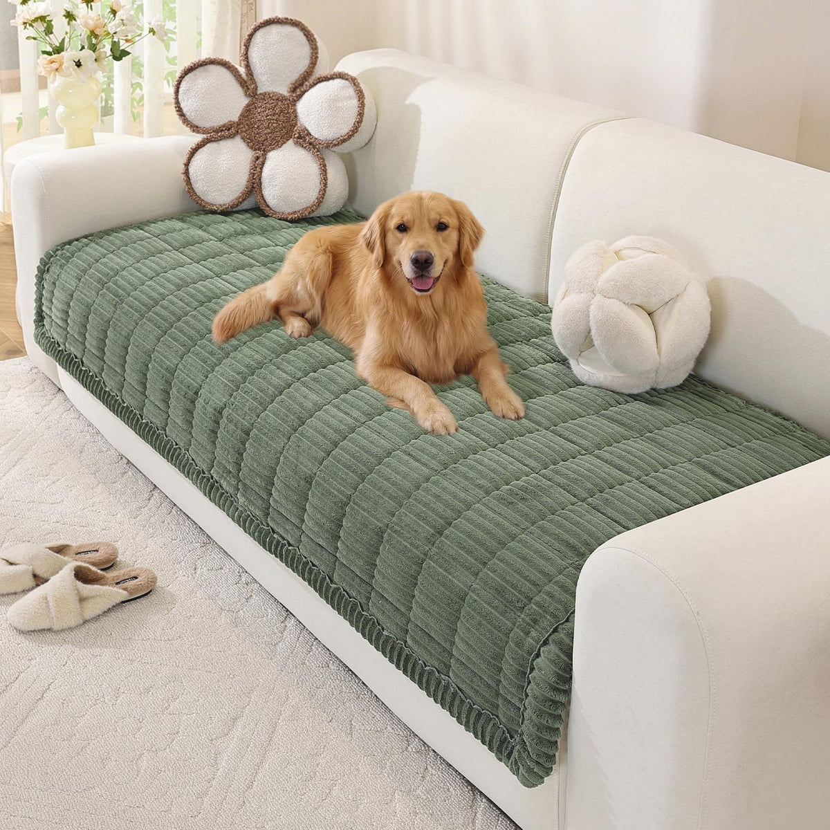 OstepDecor Couch Cover for Dogs, Washable Non Slip Sofa Cover for Pets