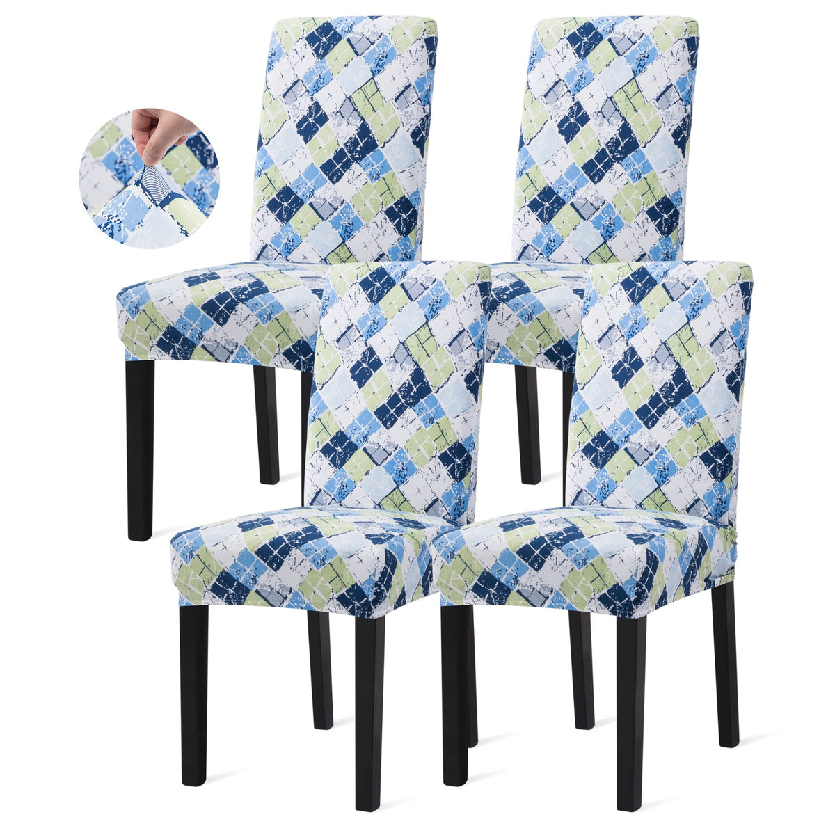 Sufdari Dining Chair Covers,Kitchen Cover,Parsons Slipcover,Spandex Protectors for Room Stretch Chairs Cover Set of 4 -Gray