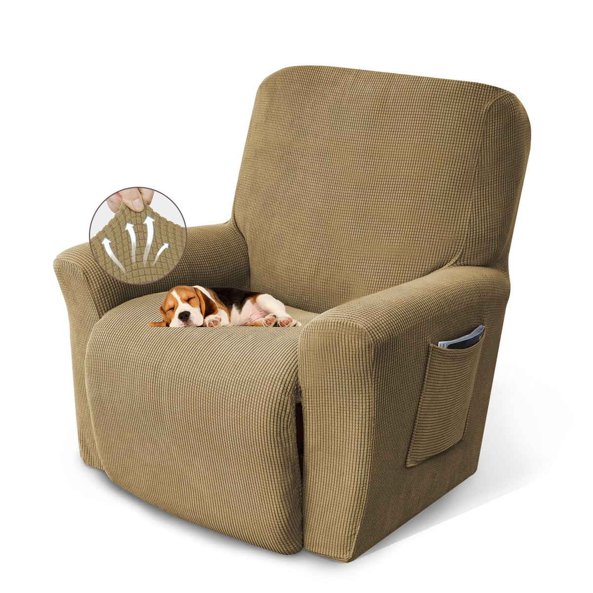 KEKUOU Recliner Chair Covers, 1-Piece Lazy Boy Recliner Covers, Navy Blue