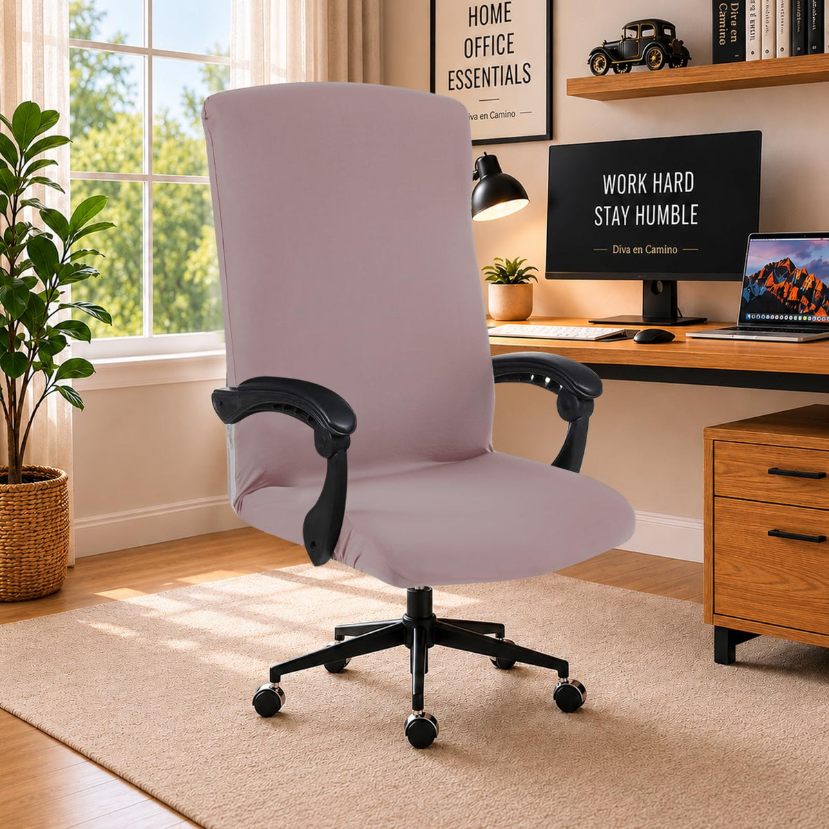 Water Resistant Stretch Computer Office Chair Cover with Durable Zipper Universal Washable Removable Spandex Rotating Boss Chair Slipcovers Anti-dust Soft Desk Chair Seat Protector for Dogs Cats Pets