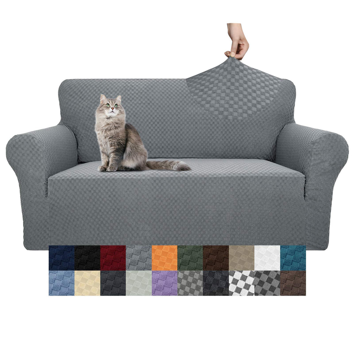 YEMYHOM Couch Cover Latest Jacquard Design High Stretch Sofa Chair Covers for Living Room, Pet Dog Cat Proof Armchair Slipcover Non Slip Magic Elastic Furniture Protector (Chair, Light Gray)