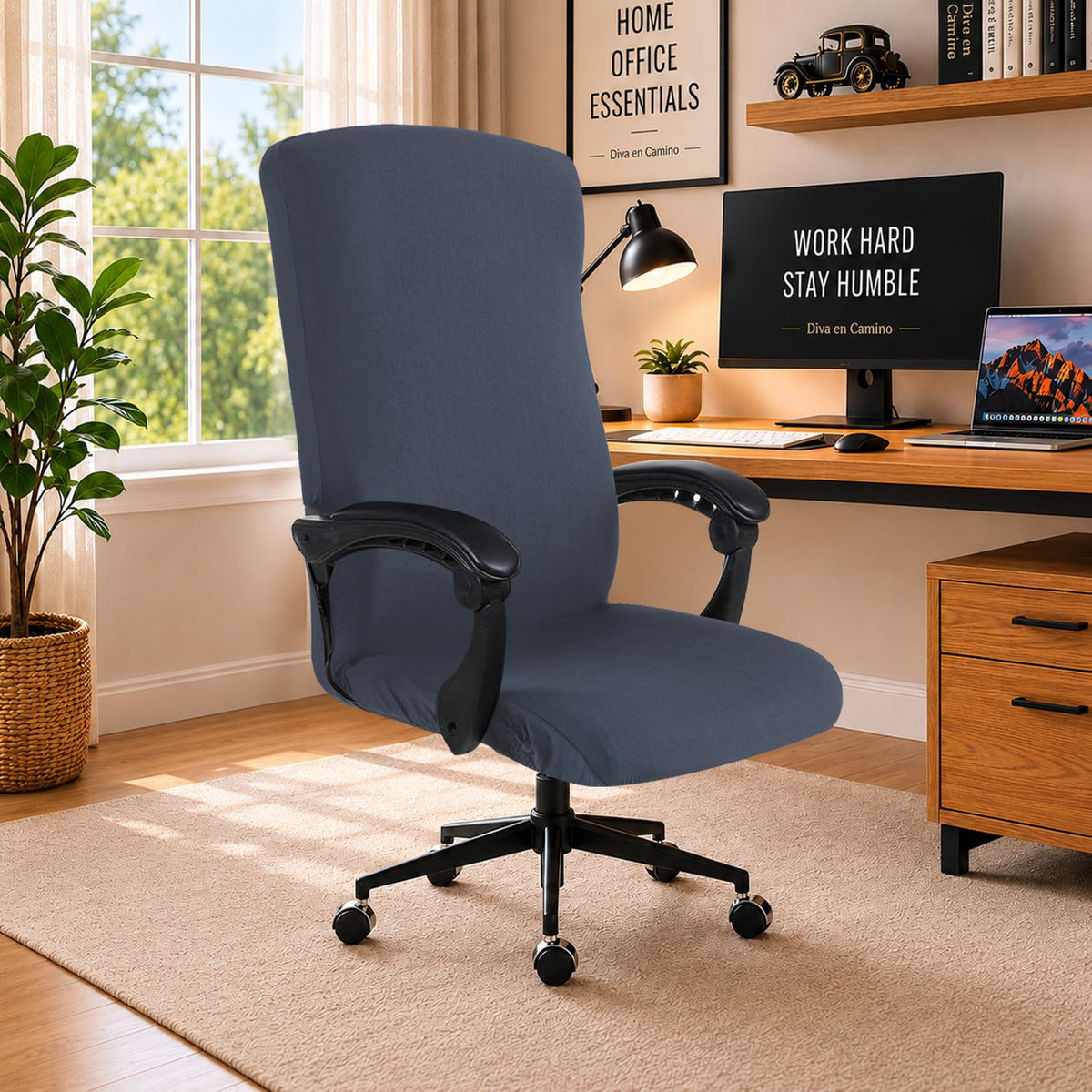 DIVA EN CAMINO DEC Water-Resistant Stretchable Desk Office Chair Seat Cushion Covers - Universal Spandex Computer Chair Slipcover - Removable Washable Cushion Protectors for Dogs, Cats, Black
