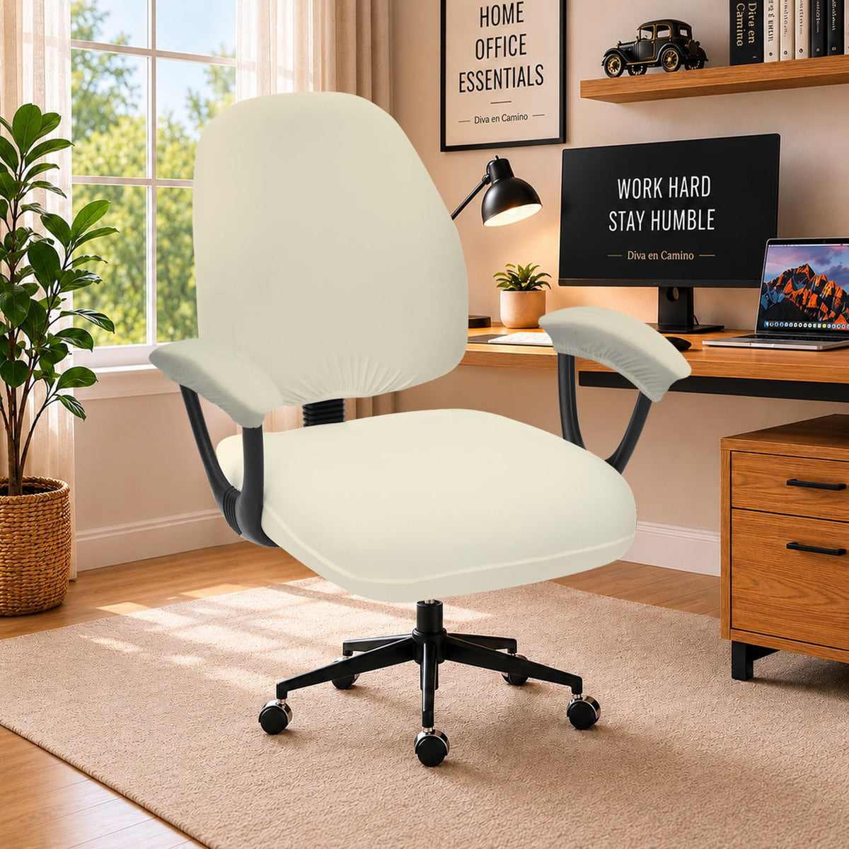 DIVA EN CAMINO DEC Water-Resistant Stretchable Desk Office Chair Seat Cushion Covers - Universal Spandex Computer Chair Slipcover - Removable Washable Cushion Protectors for Dogs, Cats, Black