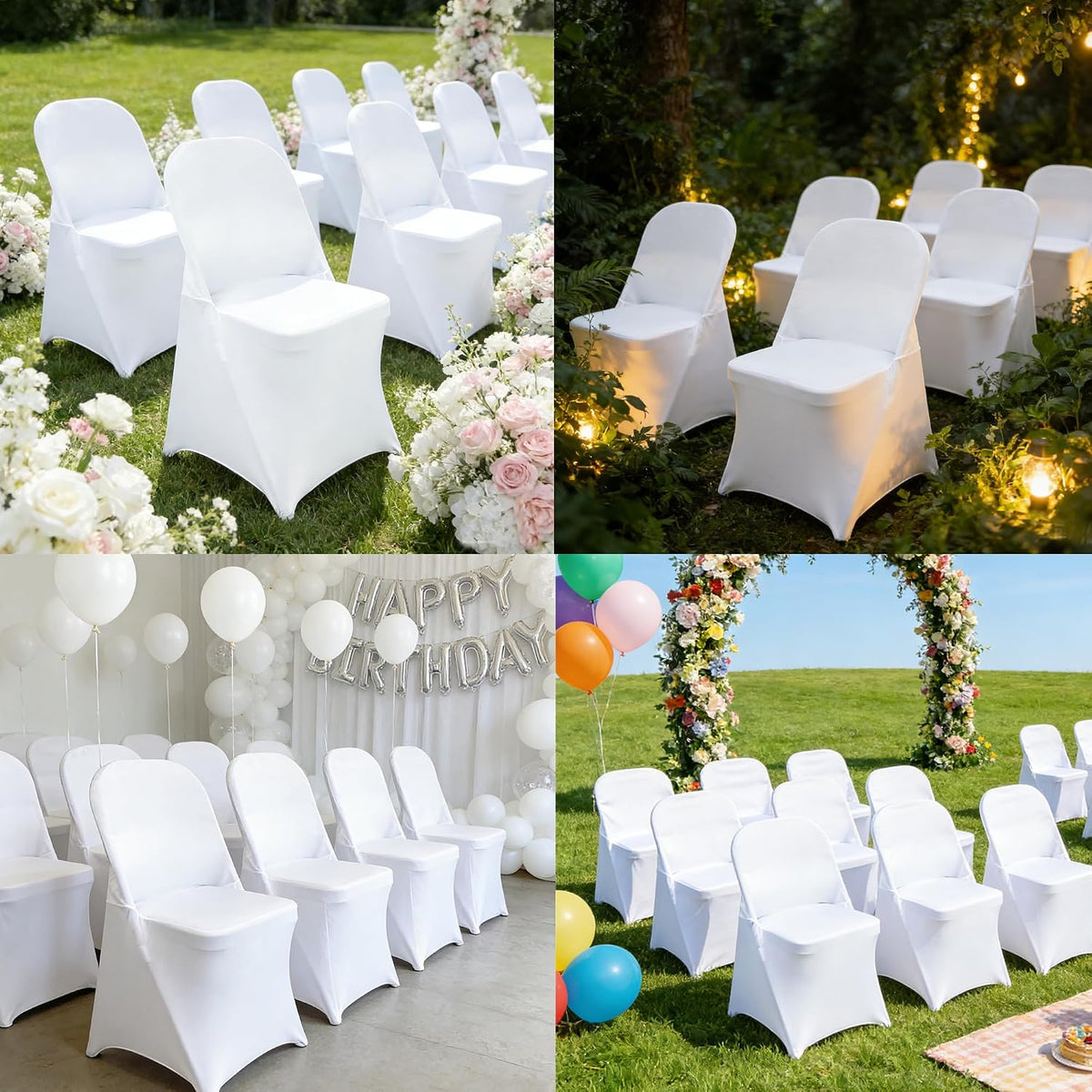40PCS Spandex Folding Waterproof Chair Covers for Party,White New