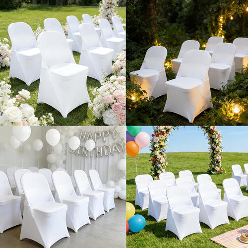 40PCS Spandex Folding Waterproof Chair Covers for Party,White New