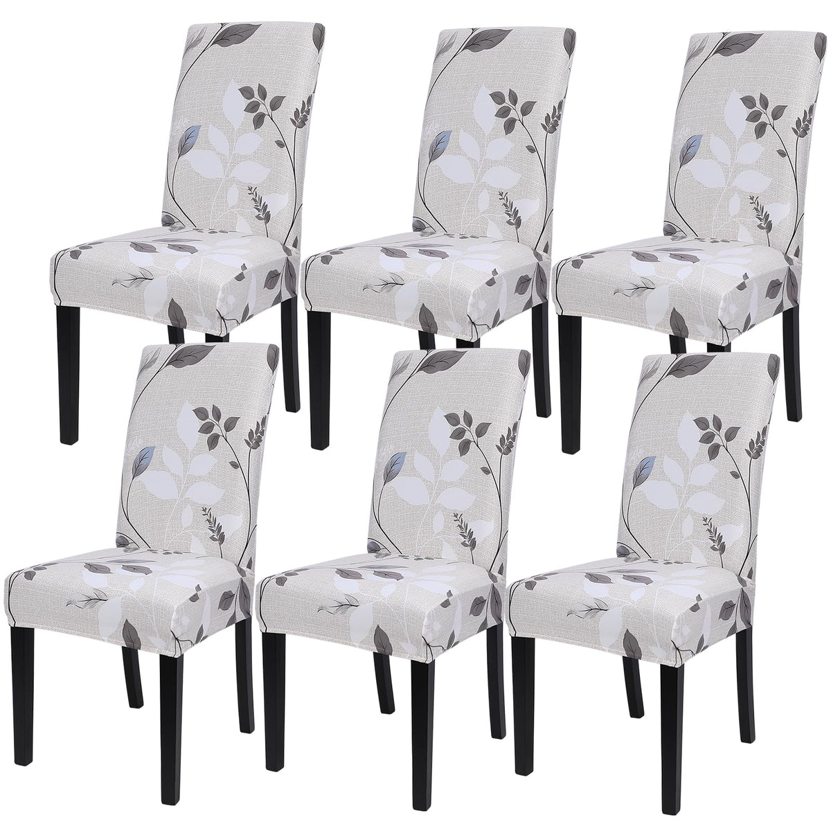 SearchI Chair Covers Slipcovers Set of 4, Spandex Super Fit Stretch Removable Washable Kitchen Parsons Protector for Dining Room,Hotel,Ceremony,Beige+Flowers