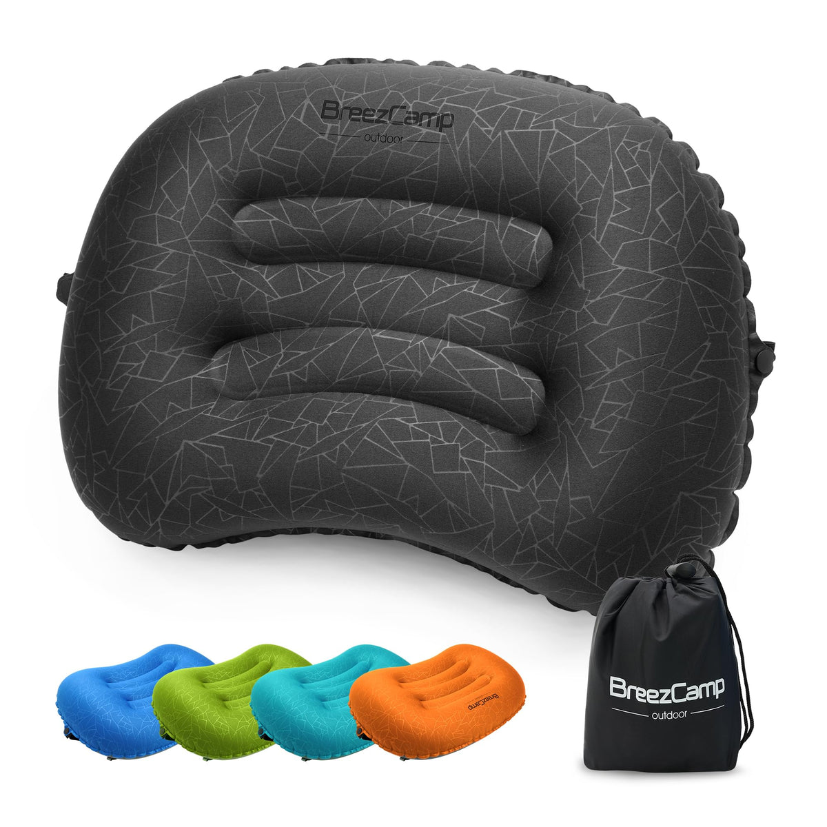 Inflatable Camping Pillow, Travel Blow Up Air Pillow, Neck Lumbar Support Ultralight Compact Pillow for Outdoor Hiking Backpacking Car Beach Airplane Sleeping Essentials, Black