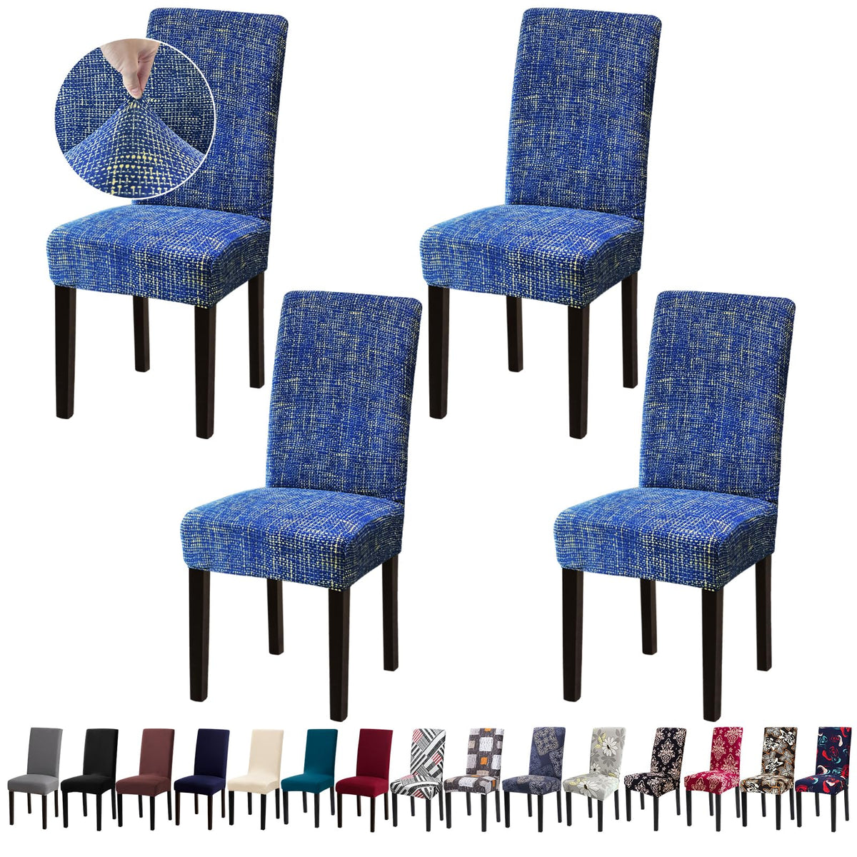 Chair Covers, Stretch Dining Room Chair Covers Set of 6, Removable Washable Dining Chair Slipcovers for Home, Hotel, Banquet