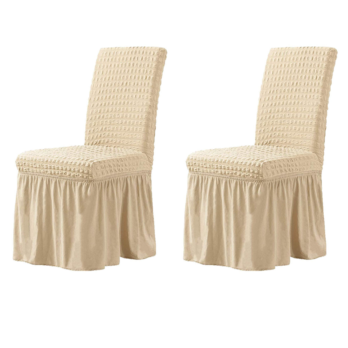 Dorm Chair Cover, Dining Chair Slipcover Stretch Washable with Skirt White
