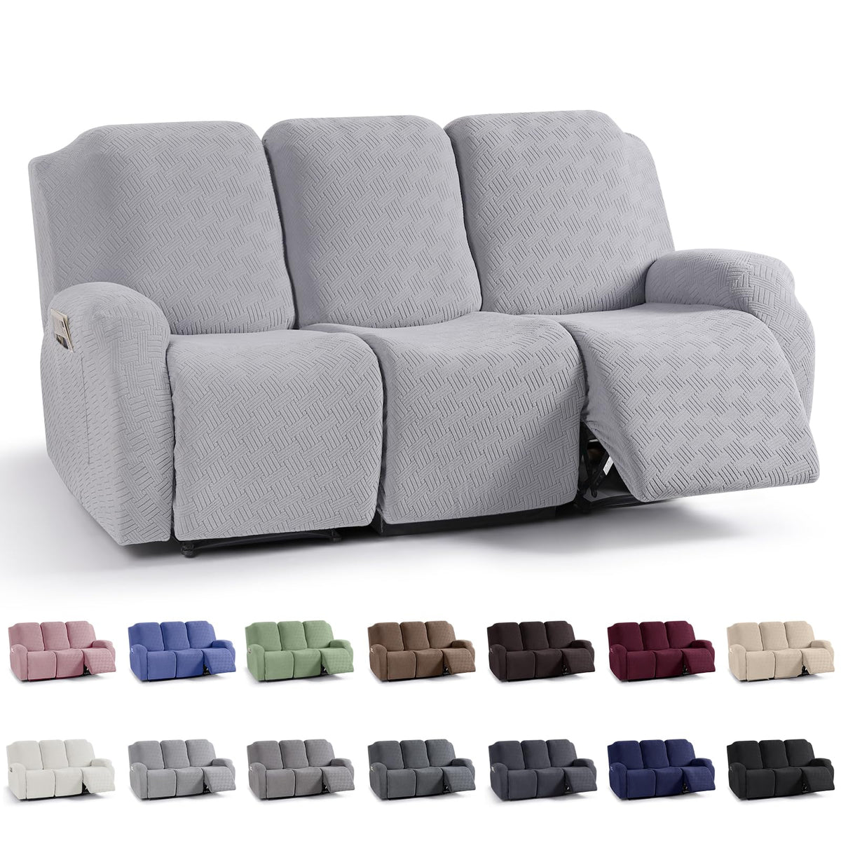 KinCam Recliner Chair Covers, Stretch Reclining Cover, Dark Gray