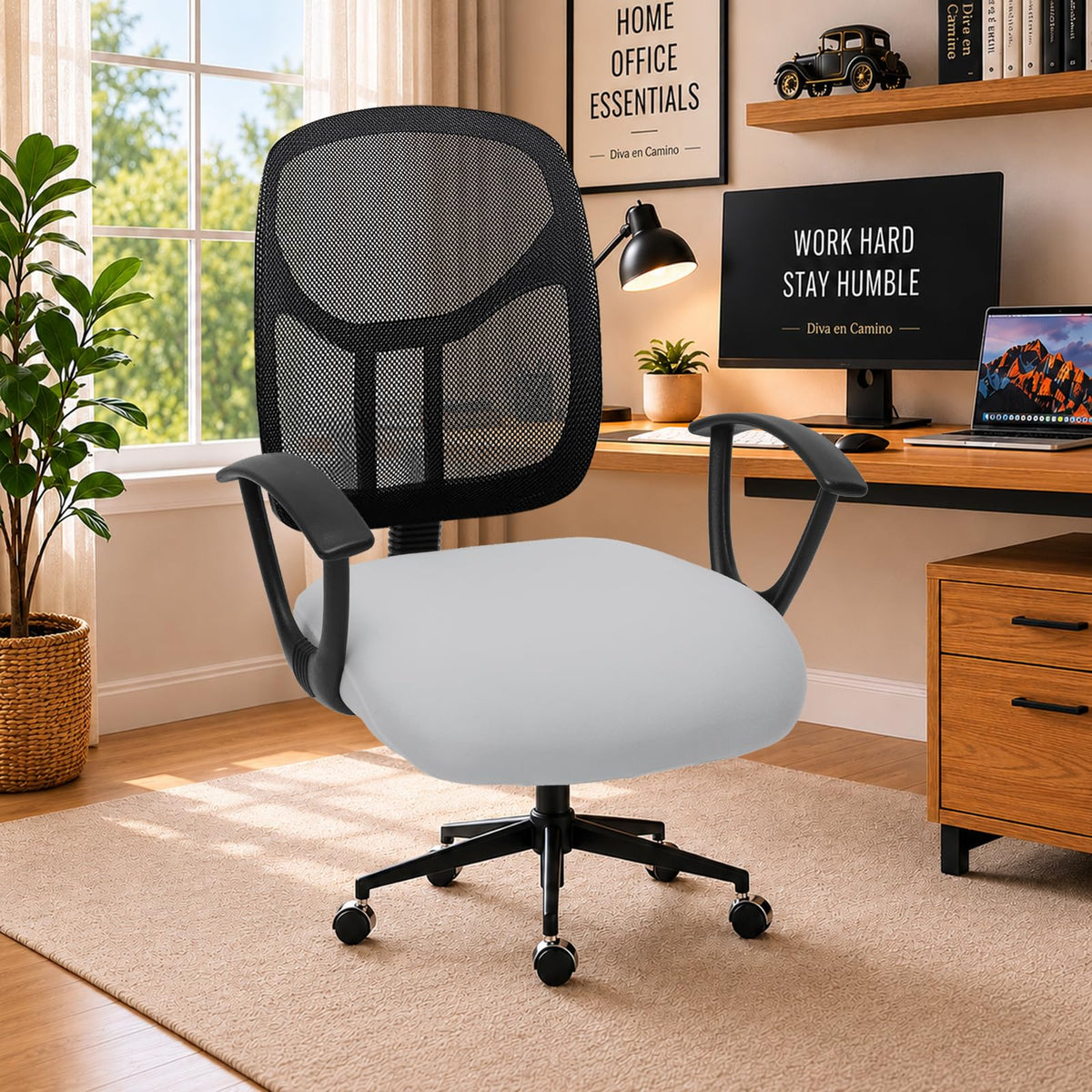 Water Resistant Stretch Computer Office Chair Cover with Durable Zipper Universal Washable Removable Spandex Rotating Boss Chair Slipcovers Anti-dust Soft Desk Chair Seat Protector for Dogs Cats Pets