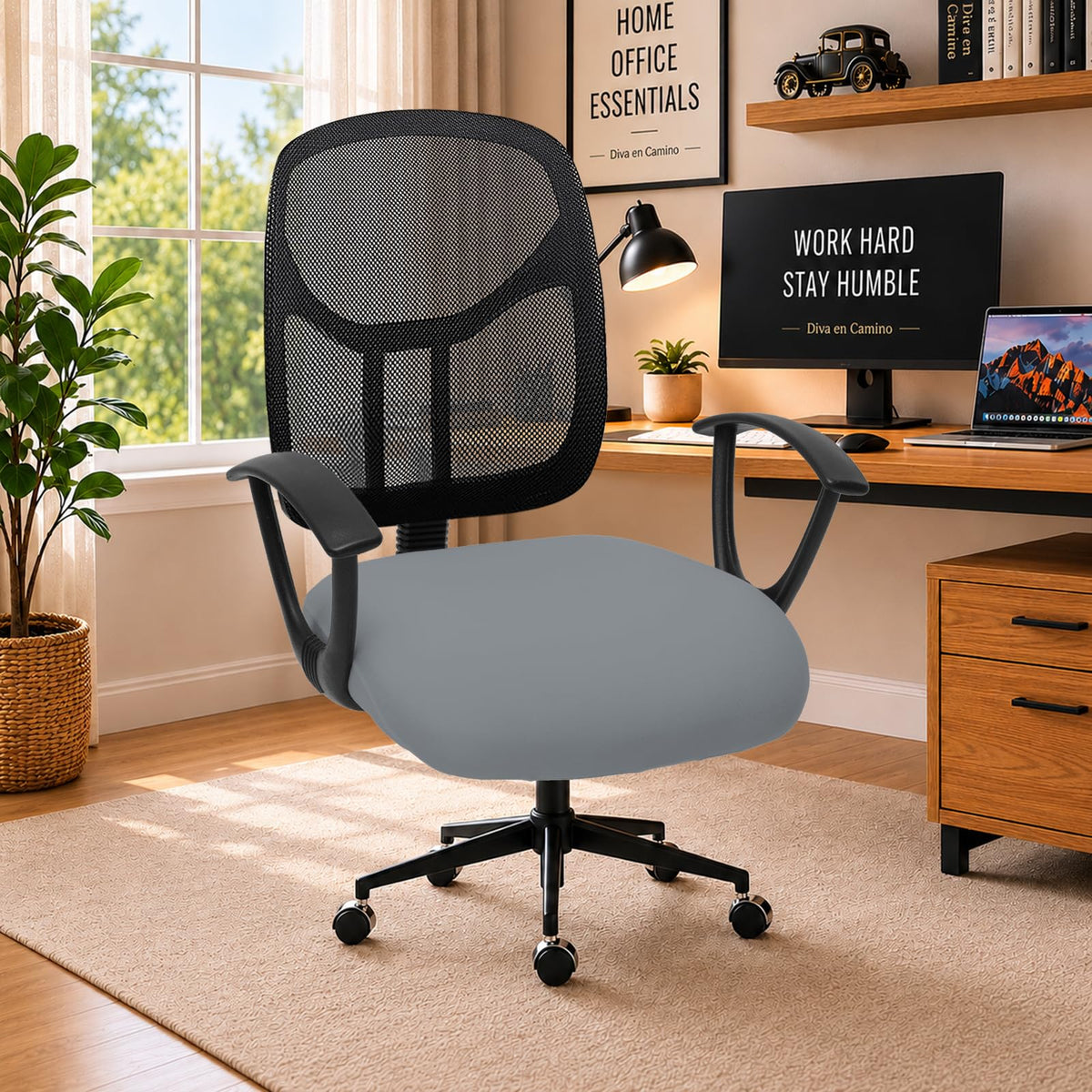 DIVA EN CAMINO DEC Water-Resistant Stretchable Desk Office Chair Seat Cushion Covers - Universal Spandex Computer Chair Slipcover - Removable Washable Cushion Protectors for Dogs, Cats, Black