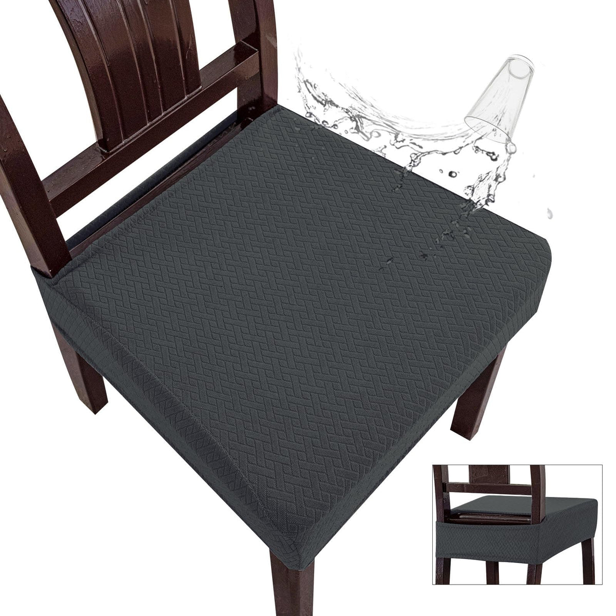 Genina Waterproof Seat Covers for Dining Room Chairs, Rear Covered
