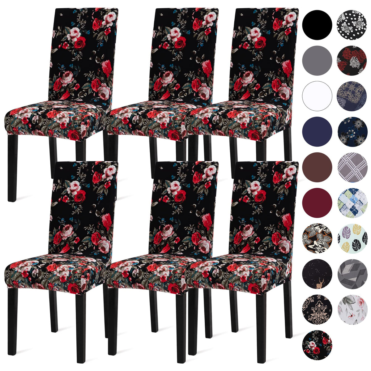 Sufdari Dining Chair Covers,Kitchen Cover,Parsons Slipcover,Spandex Protectors for Room Stretch Chairs Cover Set of 4 -Gray